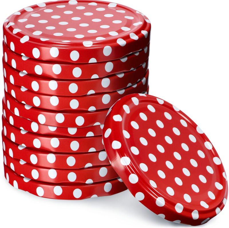 KADAX Schraubdeckel fi66 mm, Ersatzdeckel Set , 10 Stück, Rot gepunktet