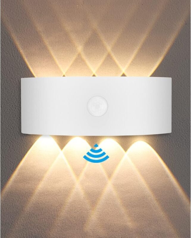 Außenwandleuchte, 8 w Innen-Bewegungsmelder-Lampe, 3000 k warmweiße Schlafzimmer-Wandleuchte, wasserdicht IP65, Balkon, ...