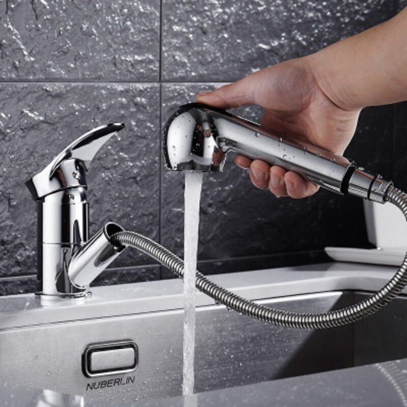 Ausziehbare Mischbatterie für Badezimmer, 360-Grad-Drehung, Zweimodus-Multifunktionsarmatur