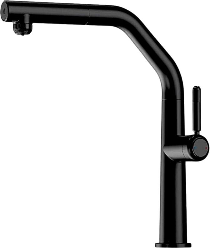 Küchenmischer aus mattschwarzem Stahl mit ausziehbarer Dusche und Filtersystem Pollini FILTRA TECH RE6110-MB matt-schwar...