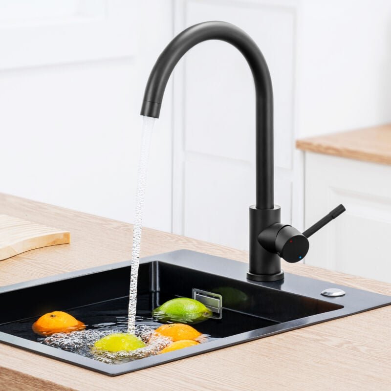 Cecipa Max - Schwarz Hochdruck Küchenarmatur,360° drehbare Mischbatterie aus Edelstahl, Wasserhahn für Kalt- und Warmwas...