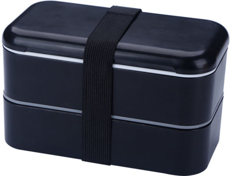 Schwarze Lunchbox mit Besteck Luftdichte Bento-Box mit 2 Fächern, 1200 ml Mikrowellen- und spülmaschinengeeignet Lunchbo...