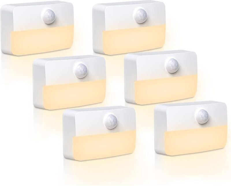 LED Nachtlicht mit Bewegungsmelder - Bewegungslicht mit Batterie Kinder Indoor Warmweiß Treppenbeleuchtung Auto EIN/AUS ...