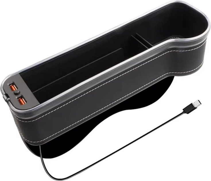 Tlily - Autositz-Füller, Getränkehalter, 7 Farben, wechselnde led, Auto-Fugenspalt-Aufbewahrungsbox mit 2 USB-Ladegerät,...