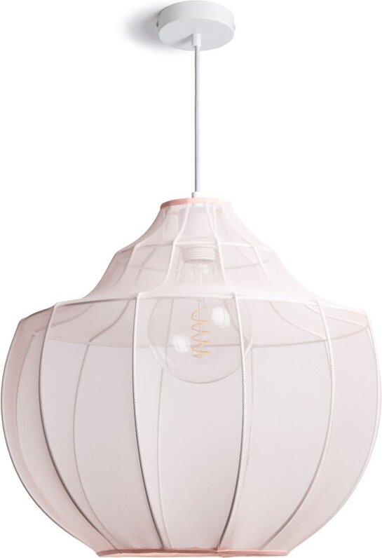 Pendelleuchte Metall und Stoff Ayla Pastellrosa