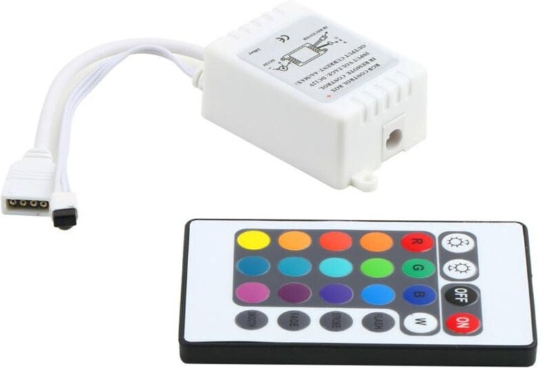 Trade Shop Traesio - Trade Shop - dimmer-controller mit fernbedienung für 5050 rgb led-streifen 24 tasten -