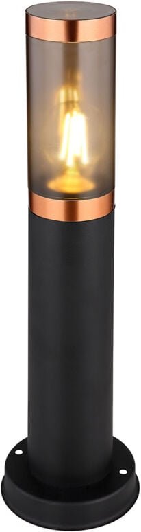 Sockelleuchte boston aus Edelstahl in Schwarz & Kupfer, Höhe 45cm