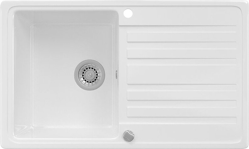 Bergstroem - Spülbecken Valencia, Weiß, 76.5 x 46 cm mit Trockenplatz, Bergström