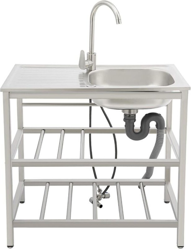 Edelstahl-Küchenspüle, freistehende Küchenspüle, multifunktional mit Wasserhahn, für den Außenbereich und Camping, Resta...