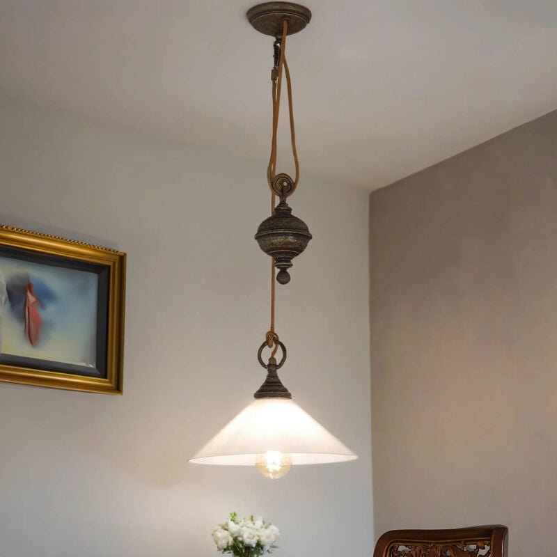 Pendelleuchte aus echtem Messing Glas höhenverstellbar