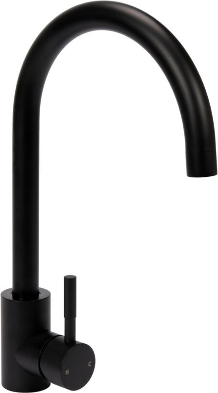 Küchenarmatur Steely, schwarz 26cm, Wasserhahn, Spültischarmatur, Mischbatterie