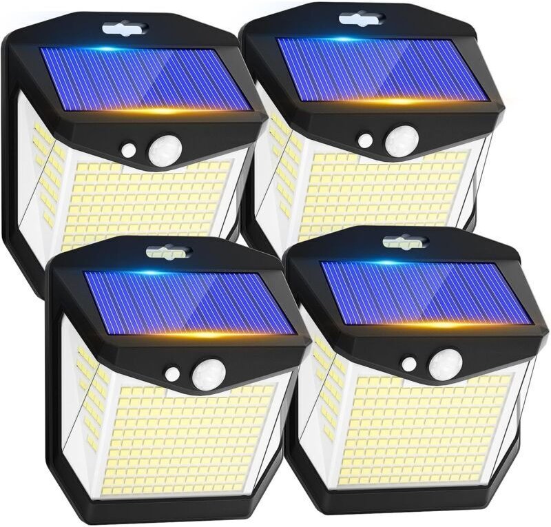 Vtizikl Lot de 4 Lampe Solaire Exterieur Détecteur Mouvement - 248 LED Lumiere Solaire Exterieur IP65 Etanche éclairage ...