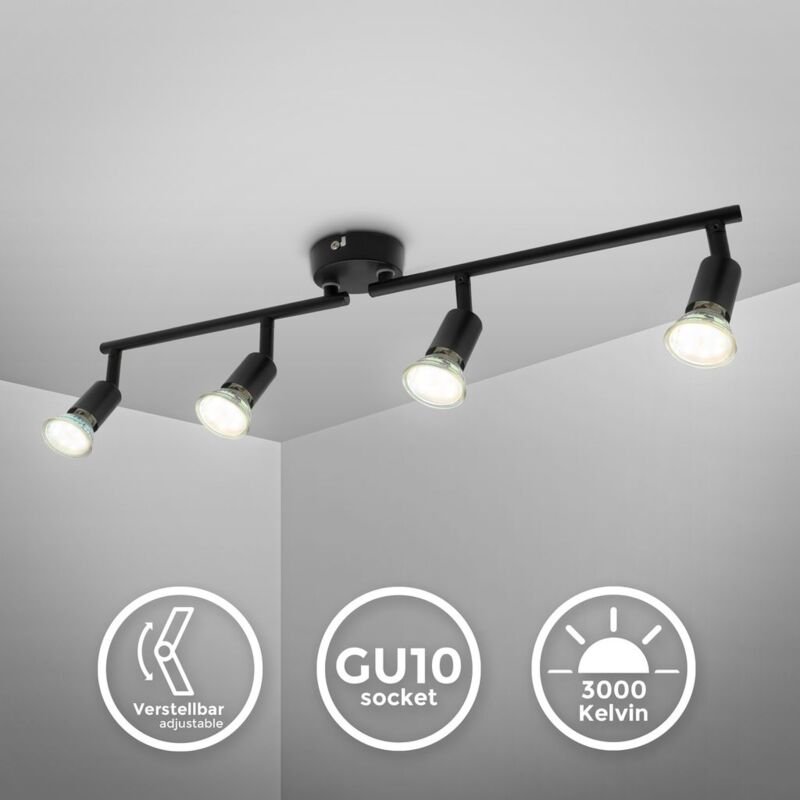 B.k.licht - Deckenstrahler - 11,6W, 1040lm, led, schwenkbar, GU10, warmweiß, schwarz