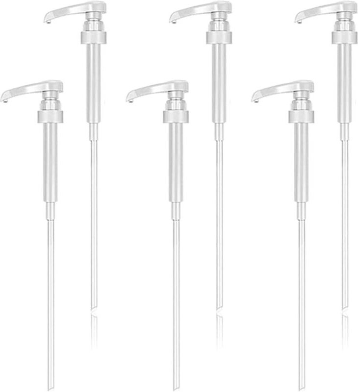 6 wiederverwendbare Siruppumpen mit Schlauch, Ersatzkopf, für Küche/Bad, weiß