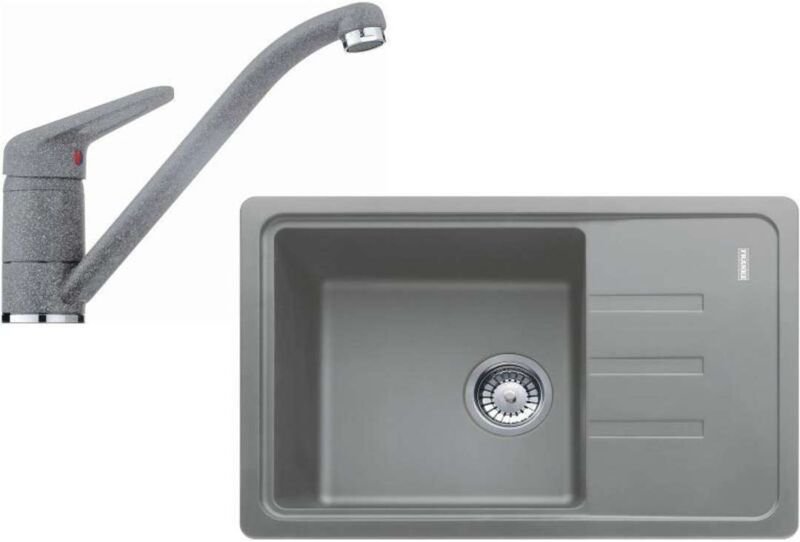 Franke - Sets - Küchenset G117, Fragranitspüle bsg 611-62, steingrau + Armatur fc 9541.084, steingrau 114.0440.712