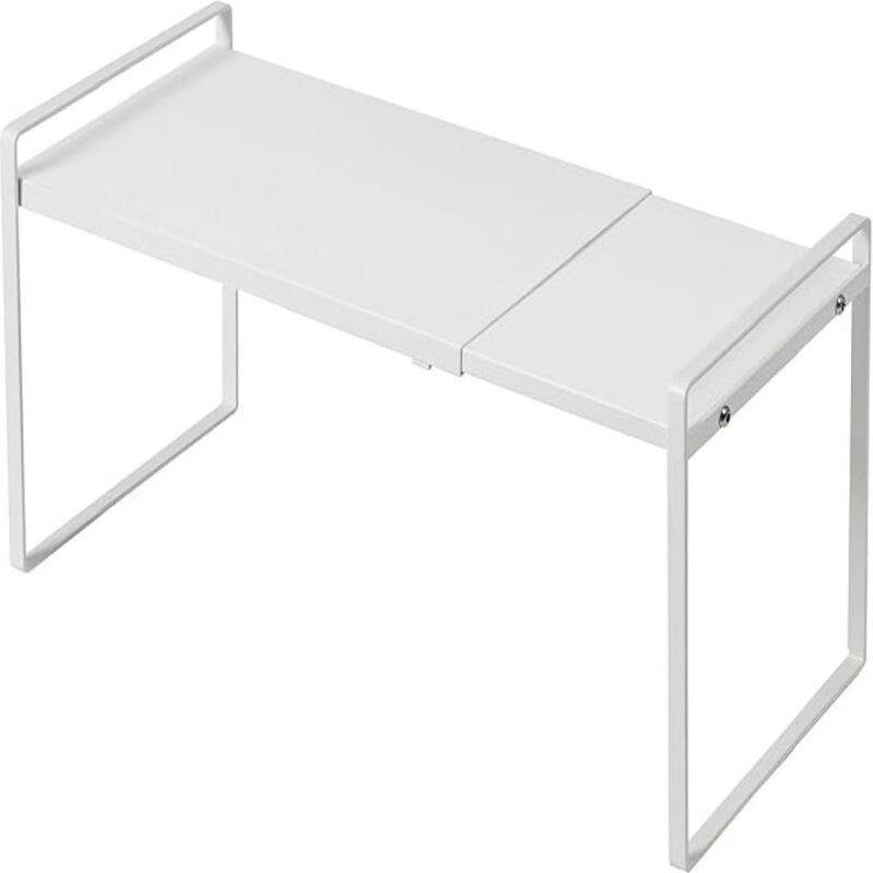 Verstellbares, stapelbares Küchenregal für Schrank, vielseitiges Gewürzregal, aus weißem Kunststoff, ausziehbar und plat...