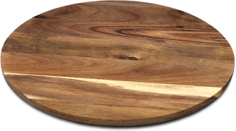 Akazie Servierplatte drehbar - 35 cm - Drehteller für Käse Wurst Snacks - Holzteller Servierbrett Gewürzrondell Kuchenpl...