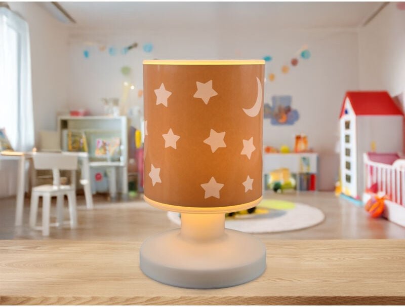 Led Akku Tischleuchte Pfirsichfarben Mond & Sterne per usb aufladbar, Höhe 20cm