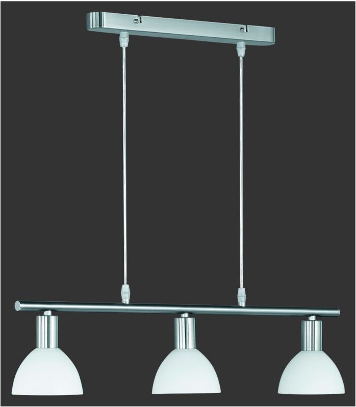 Iperbriko - Moderne Aufhängung Dallas Nickel Barbell 3 weiße Gläser Trio Beleuchtung