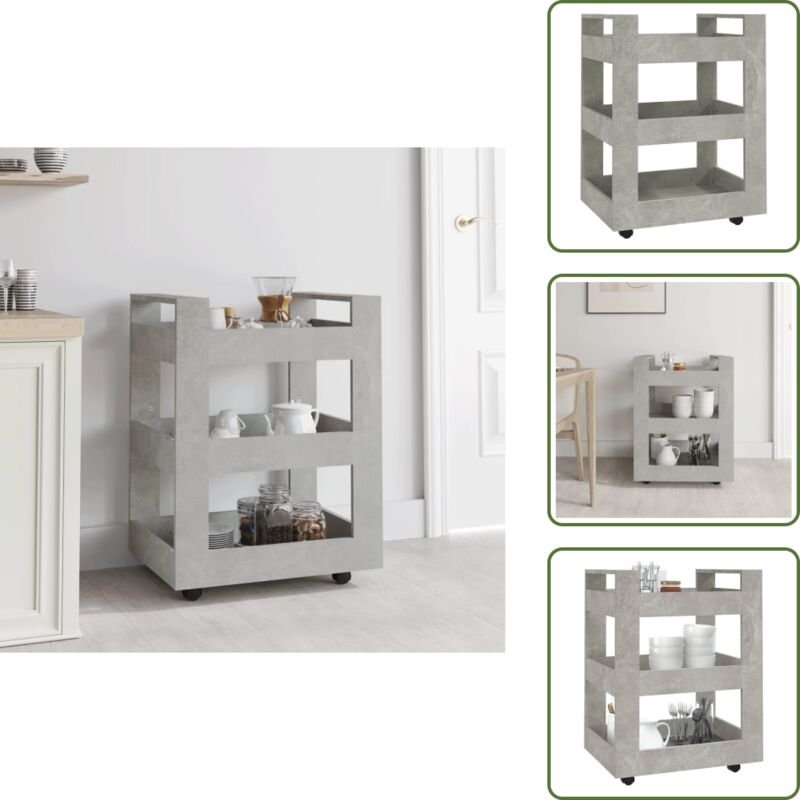 Betonfarbe - vidaXL Küchenwagen Betongrau 60x45x80 cm Holzwerkstoff - Küchenorganisation