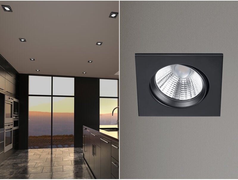 Trio - led Einbaustrahler pamir eckig schwenkbar dimmbar Schwarz 5,5W Deckenbeleuchtung