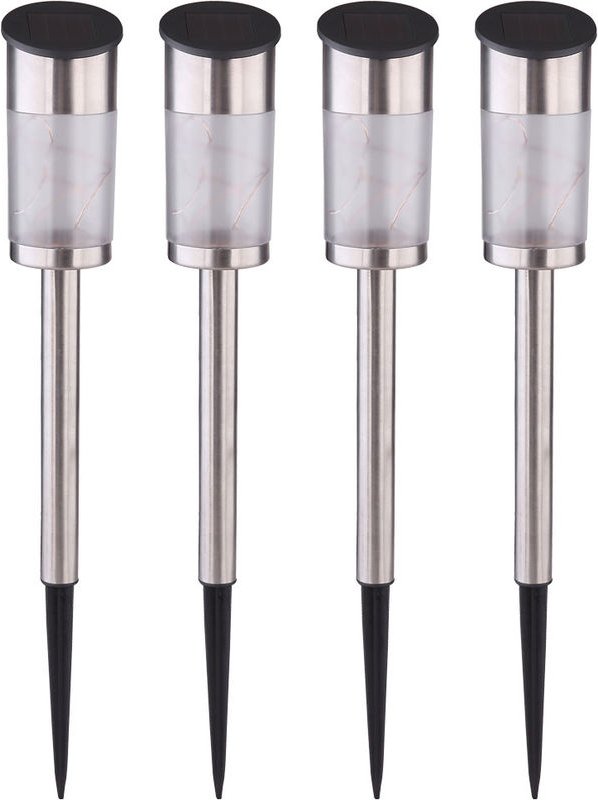 4er Set led Solar Lampen Edelstahl Steck Strahler Garten Beleuchtung Außen Erdspieß Terrassen Lampen