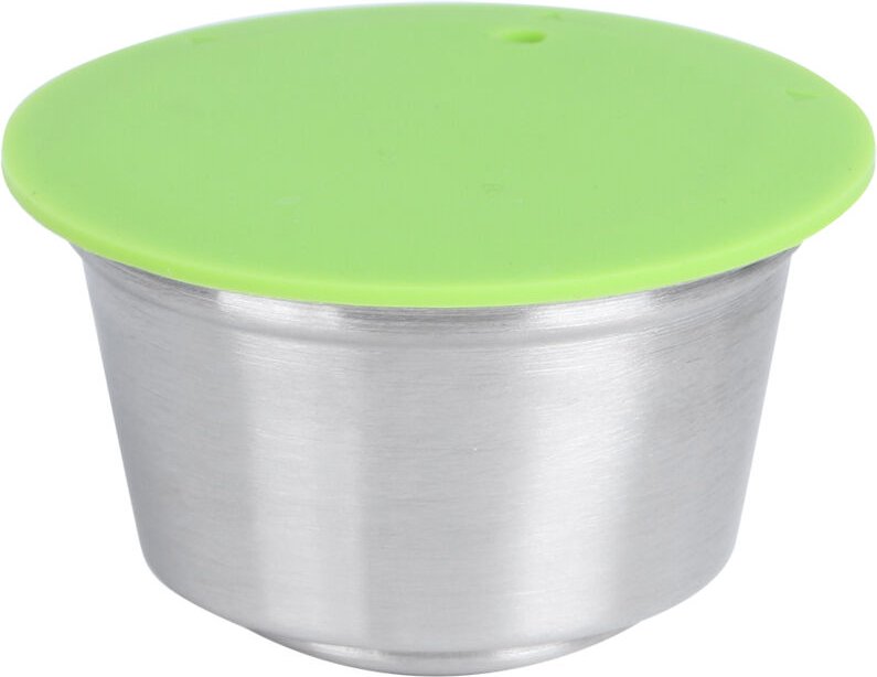 Nachfüllbare Edelstahl-Kaffeemaschinenkapsel, wiederverwendbarer Pad, wiederverwendbarer Deckel, umweltfreundlich (GRÜN)