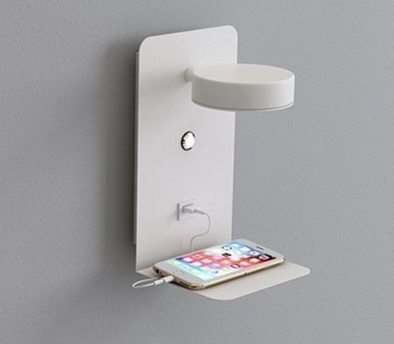 LED-Wandleuchte für den Innenbereich mit Schalter und USB-Anschluss, 12 W – Dimmbare Nachttischlampe mit drei Farbtemper...