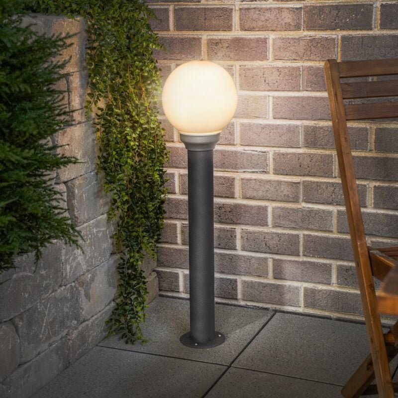 esotec Solar Pollerleuchte mit Leuchtkugel DUO COLOR ⌀ 20 cm ALU outdoor 102432