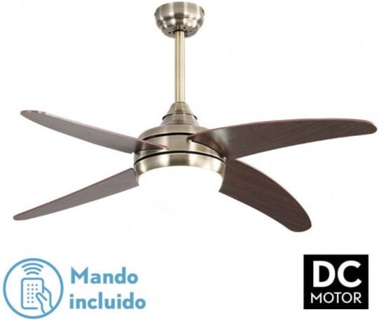 Fabrilamp - Ventilator 2xe27 dc klod Leder/Kirsche4 asp.6 vel 117d mit Fernbedienung und Zeitschaltuhr