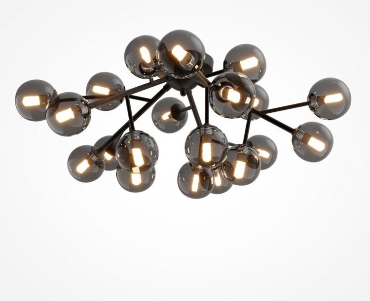 Maytoni - Dallas Moderne 20-flammige Kugel-Deckenleuchte Schwarz matt, rauchiger Schirm, G9
