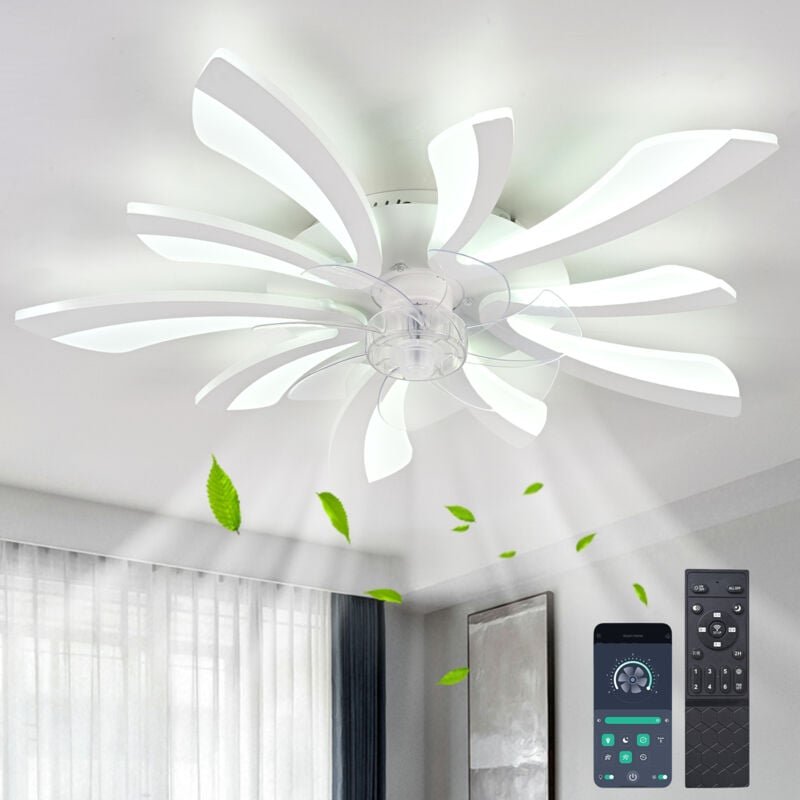 Ganeed - led deckenlampe mit ventilator,78cm deckenventilator mit licht,Modern Deckenventilator mit Beleuchtung Fernbedi...