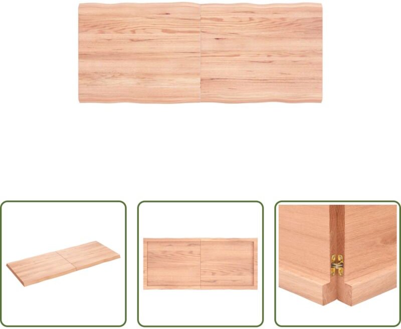 Eichenholz - Tischplatte 120x50x(2-4) cm Massivholz Behandelt Baumkante