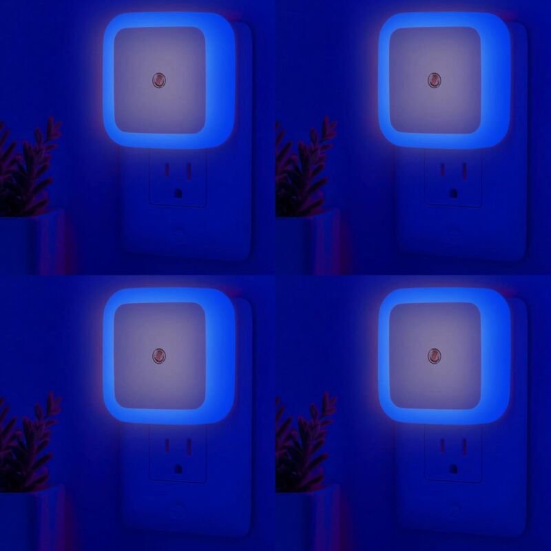 Wandmontierte Nachtlichter – 4er-Pack LED-Nachtlichter mit Dämmerungssensor, sanftes weißes Licht, automatische Ein-/Aus...