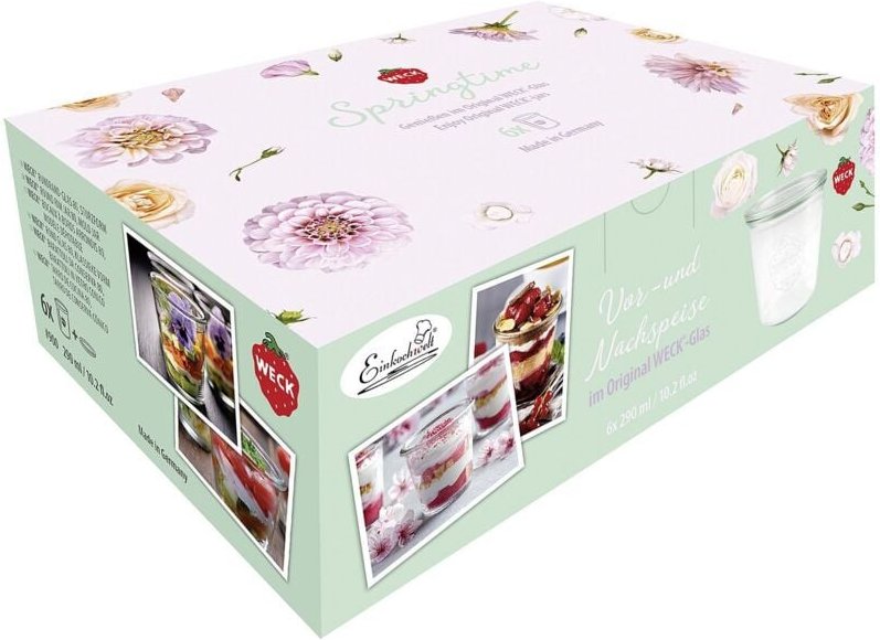 Rundrand-Glas Sturzform mit Deckel 6er Karton'Frühlingserwachen'