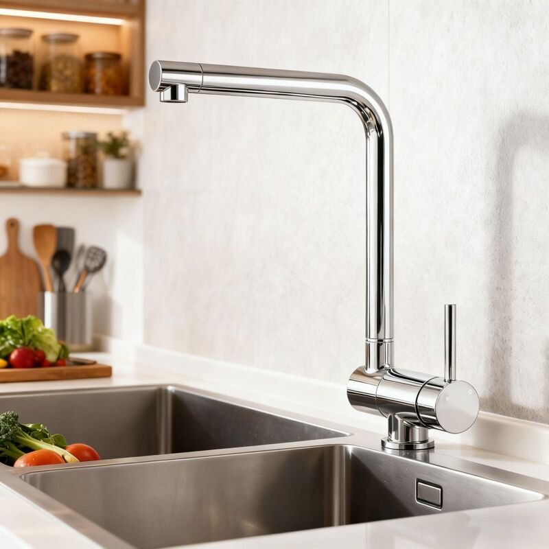 AICA Wasserhahn Faltbare 360° Drehbare Chrom Küchenarmatur 304 Edelstahl Hochdruckfest Mischbatterie Spültischarmatur