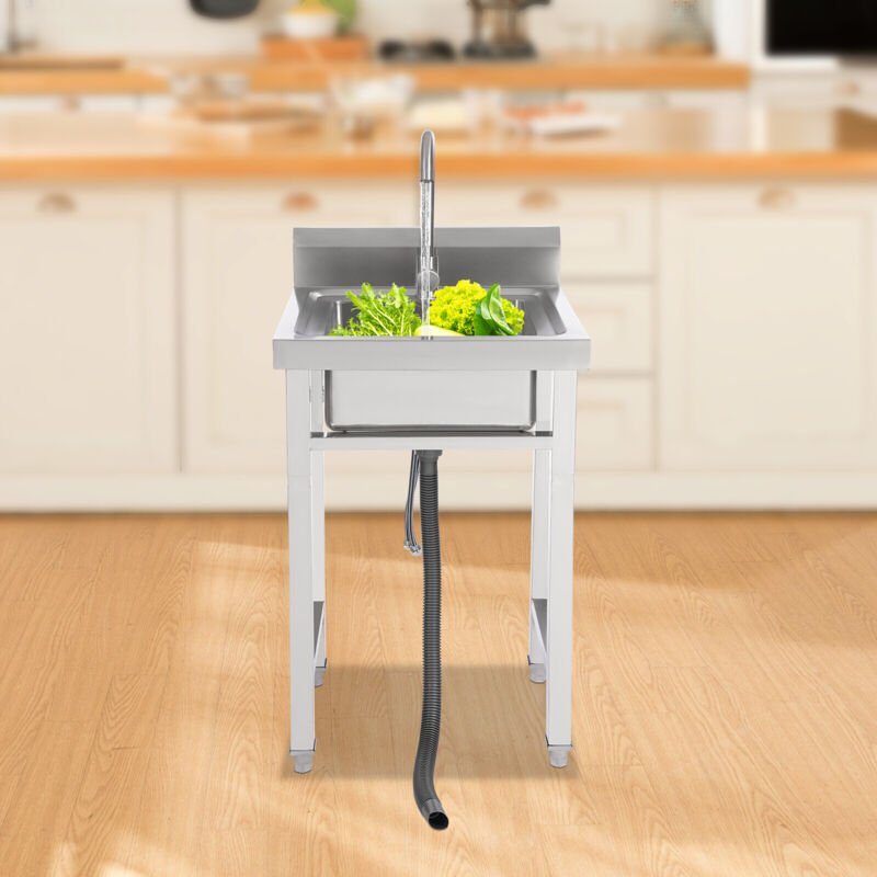 Spülbecken Edelstahl Küchenspüle Einzelbecken Waschbecken für Camping 50x50x93cm