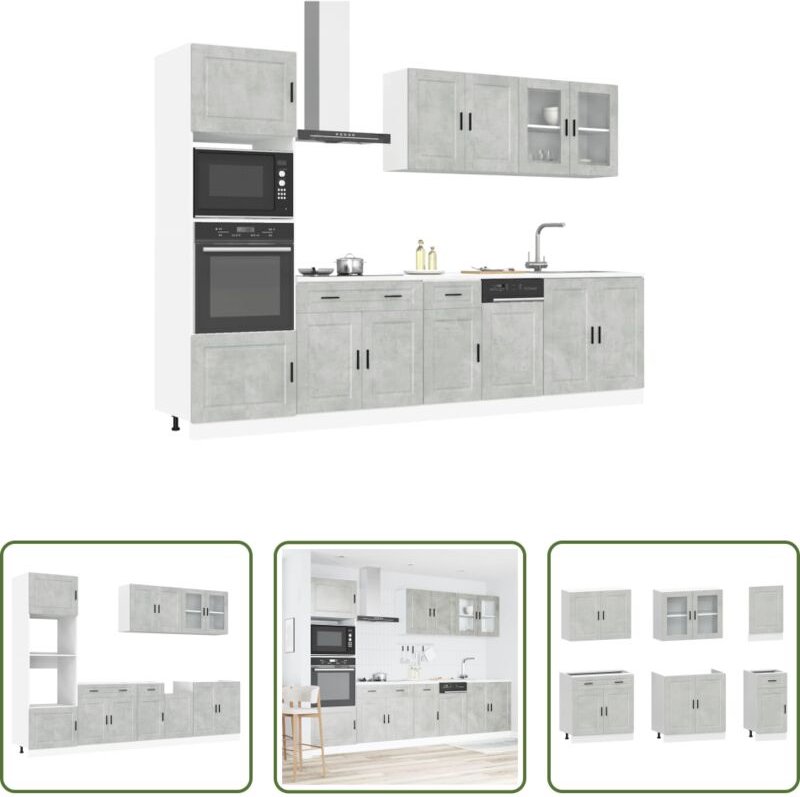 Küchenschränke - 7-tlg. Küchenschrank-Set Kalmar Betongrau Holzwerkstoff