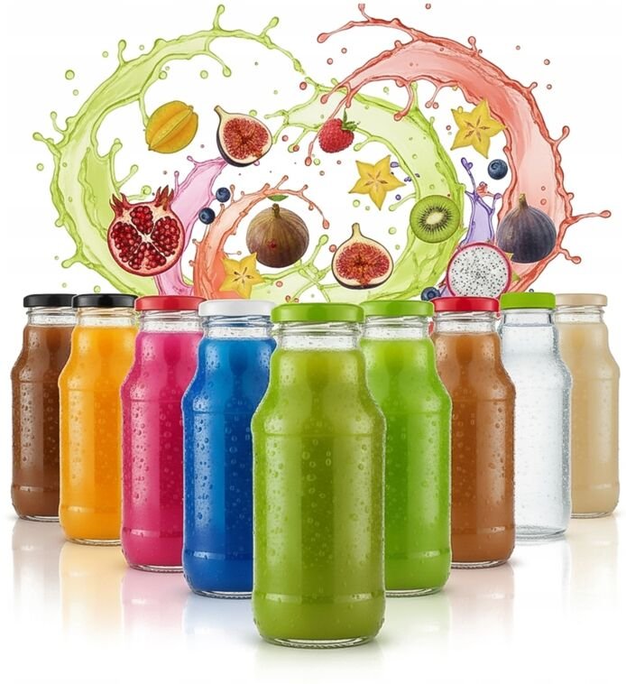 100x Winnie Puuh Saftflaschen 330ml + Deckel Glasflasche für Saft und Sirup