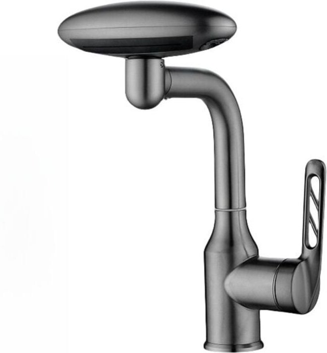 4-Düsen-Waschtischarmatur, 360° schwenkbar, Handbrause mit mehreren Düsen, einfache Installation, robustes Design – Grau