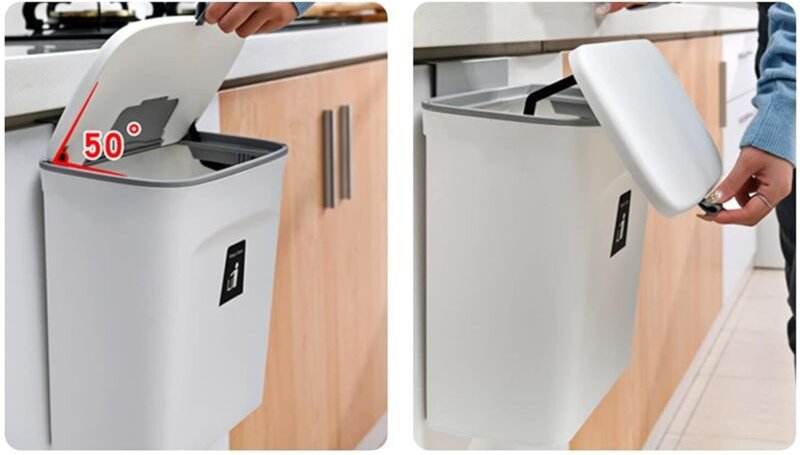 Mülleimer mit Deckel 9L Küche Abfalleimer Klein Hängend Abfallsammler Wandmontage Plastik Komposteimer Geruchsdicht Abfa...