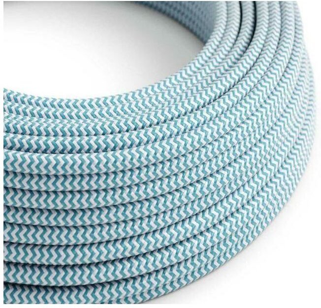 Creative-cables Italia - Creative-cables seideneffekt-textilkabel blau-cyan und optisch weiß rz11 2x0.75mm -xz2rz11