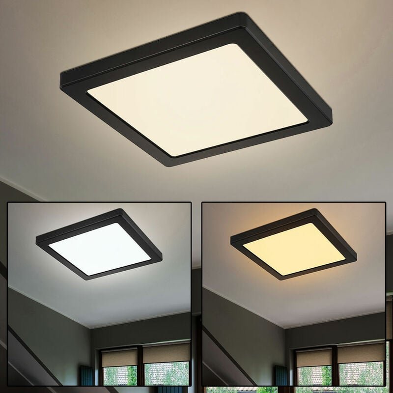 Etc-shop - Deckenleuchte Deckenpanel Wohnzimmerlampe led Panel, Modern schwarz, Lichtfarbe verstellbar, cct, 18W 1400lm ...