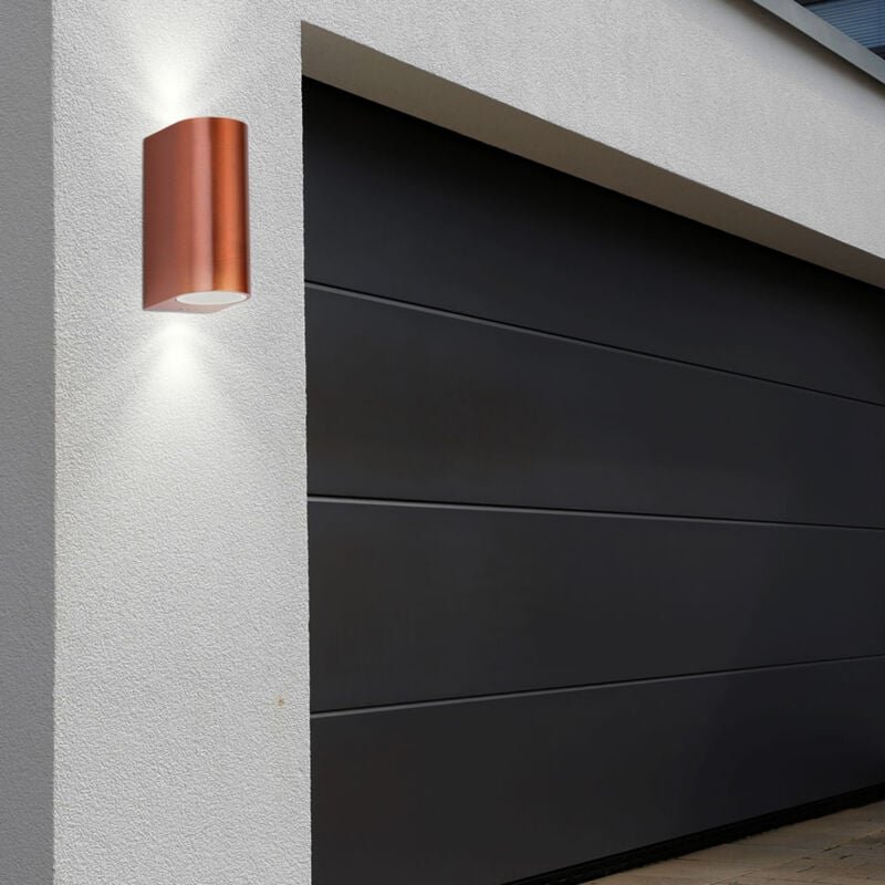 Außen Wand Leuchte Up Down Strahler Alu Lampe Garten Beleuchtung kupferfarbig
