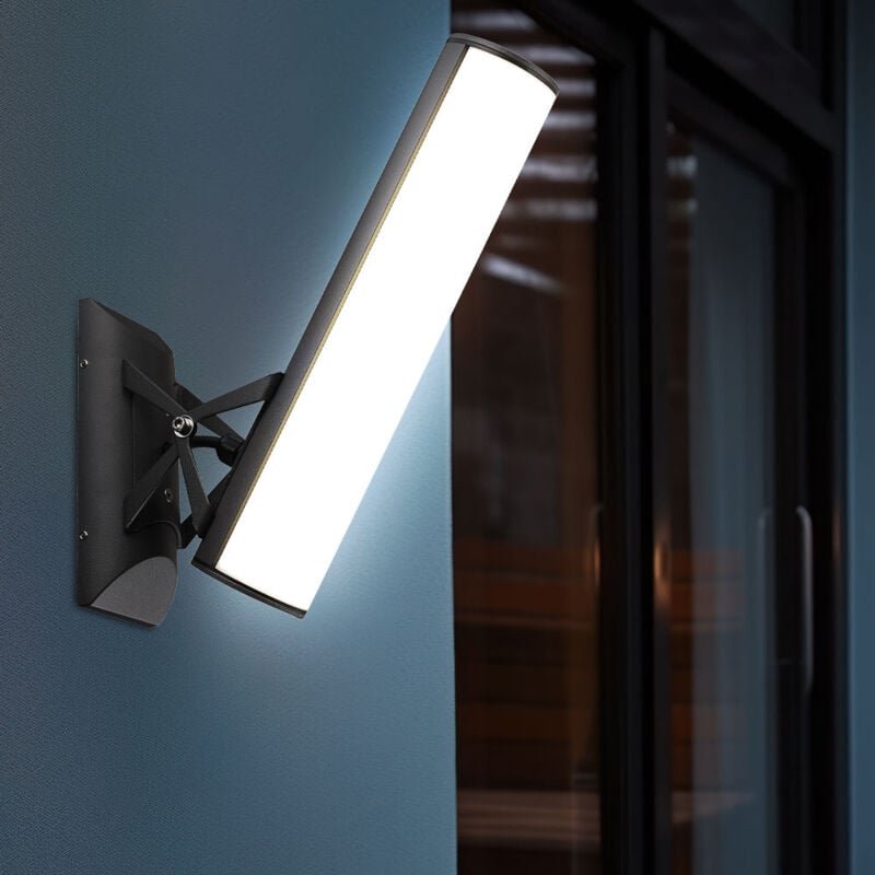 LED Außen Wand Lampe ALU Grundstück Terrassen Fassaden Leuchte grau verstellbar