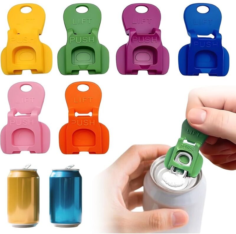 6-teiliges Aluminium-Dosenöffner-Set, Kunststoff-Bier- und Limonadendosenöffner, Dosenöffner, Limonadendosenöffner, Dose...