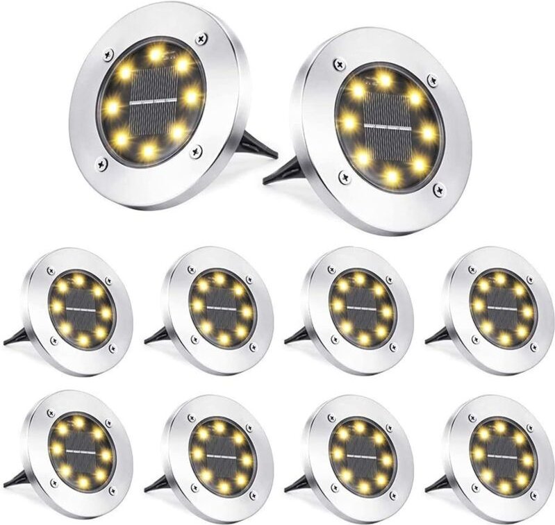 Set mit acht Solar-Gartenleuchten für den Außenbereich, warmes Licht, wasserdicht, für Einfahrt, Terrasse und Rasen, dek...