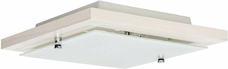 Licht-erlebnisse - Flache Deckenlampe Holz Glas 30 cm quadratisch E27 Deckenleuchte Wohnzimmer Flur