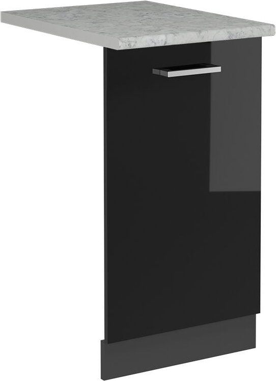 Vicco - Geschirrspülblende R-Line, Schwarz Hochglanz, 45 cm , ap Marmor