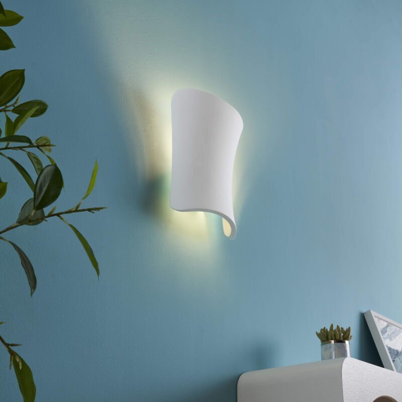 Weiße Wandleuchte aus Gips im minimalistischen Sanduhrdesign - Zoriel